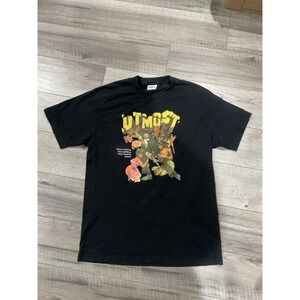 Utmost Co Mens Graphic T-Shirt Black Bone Crushing Action Streetwear Size L